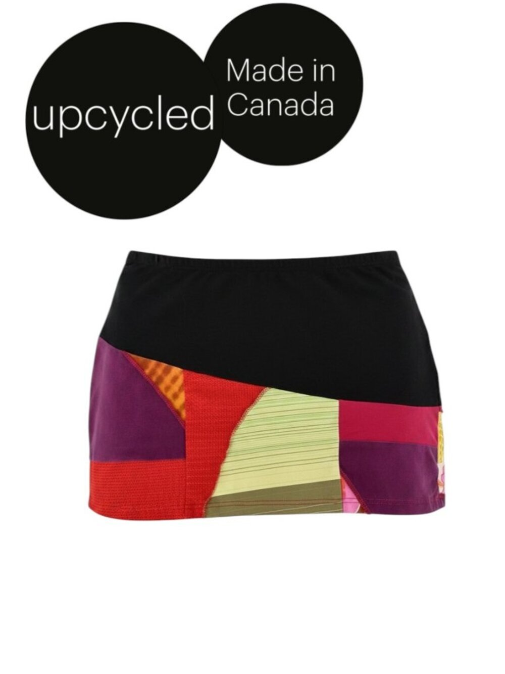 Myco Anna Patchwork Mini Skirt – Unique Quebec Designer Piece (Size L)